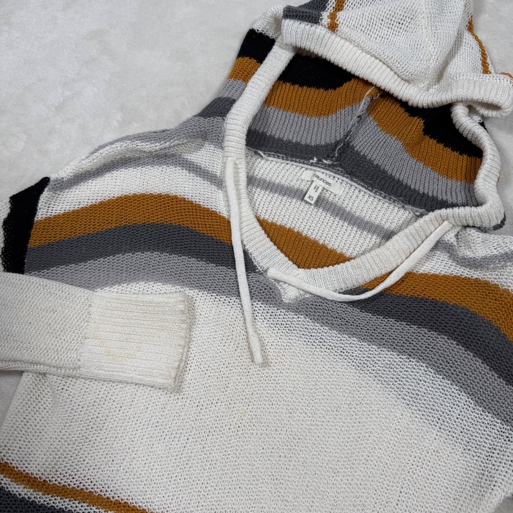 Maurices Women Striped Knit Hoodie Sweater Lightweight Casual Size XSmall